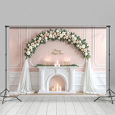 Aperturee - Aperturee White Pink Floral Sweet Candles Wedding Backdrop